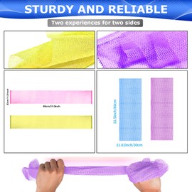 4 Pieces African Net Sponge & Exfoliating Washcloths for Deep Clean and Silky Smooth Skin, Long-Lasting and Quick Drying Mesh(Purple, Blue,Pink,Yellow)