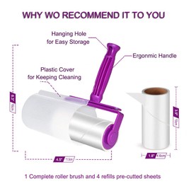 Mr Hsiung & Mrs Yin Lint Rollers for Pet Hair, Clothes Roller, Lint Roller for Clothes, Extra Sticky Lint Remover Brush, Pet Hair Remover, 1 Roller + 5 Refills, 300 Sheets Total