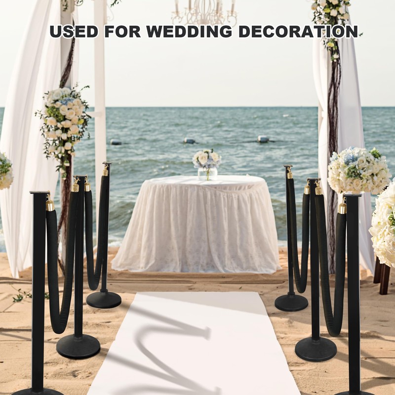 2 Pack Stanchions Post with Velvet Rope, Crowd Control Stanchions,