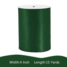 LEEQE LEEQE Forest Green Satin Ribbon 4 inch X 15 Yards Polyester Ribbon for Gift Wrapping Very Suitable for Weddings Party Hair Bow Invitation Decorations and More