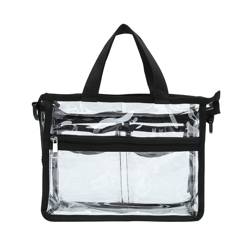 Clear pvc cosmetic bags with removable and adjustable shoulder strap,