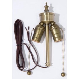 B&P Lamp® Medium Base E26 Two Light Pull Chain Lamp Cluster with Leads