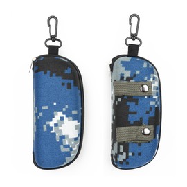 KICPUK Pack of 2 Glasses Case, Hard Case, Portable Glasses Case, Waterproof Glasses Case with Hook, with Zip, for Men, Women, Sunglasses, Cycling Glasses, Sports Glasses, blue