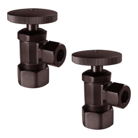 Westbrass D105-2-12 Round Handle Angle Stop Shut Off Valve, 1/2" Copper Pipe Inlet with 3/8" Compression Outlet, Oil Rubbed Bronze (2-Pack)