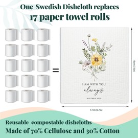 LARTSFRO Bible Swedish Dishcloths for Kitchen, 4 Pack Watercolor Dish Towels for Kitchen, Flowers Swedish Dish Cloths, Reusable Paper Towels Washable, Sponge Cloths