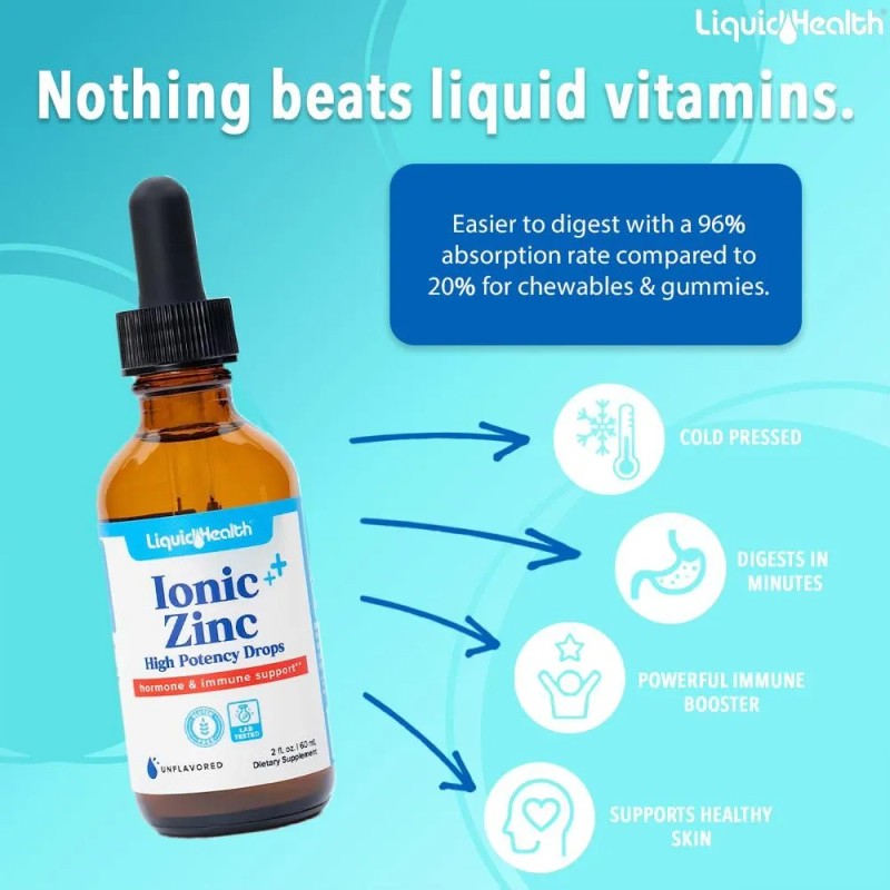 Liquidhealth Ionic Zinc 15mg, 2 Oz Zinc Liquid, Pure Zinc