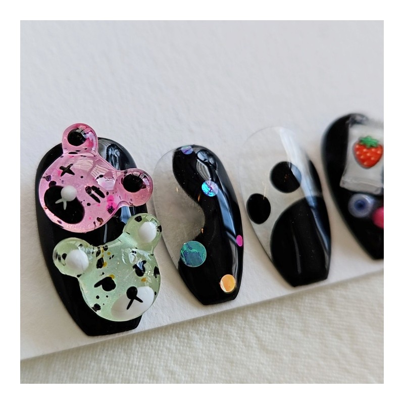 Kkureokgom handmade nail tips - Ballerina L / 꾸럭곰 수제네일팁