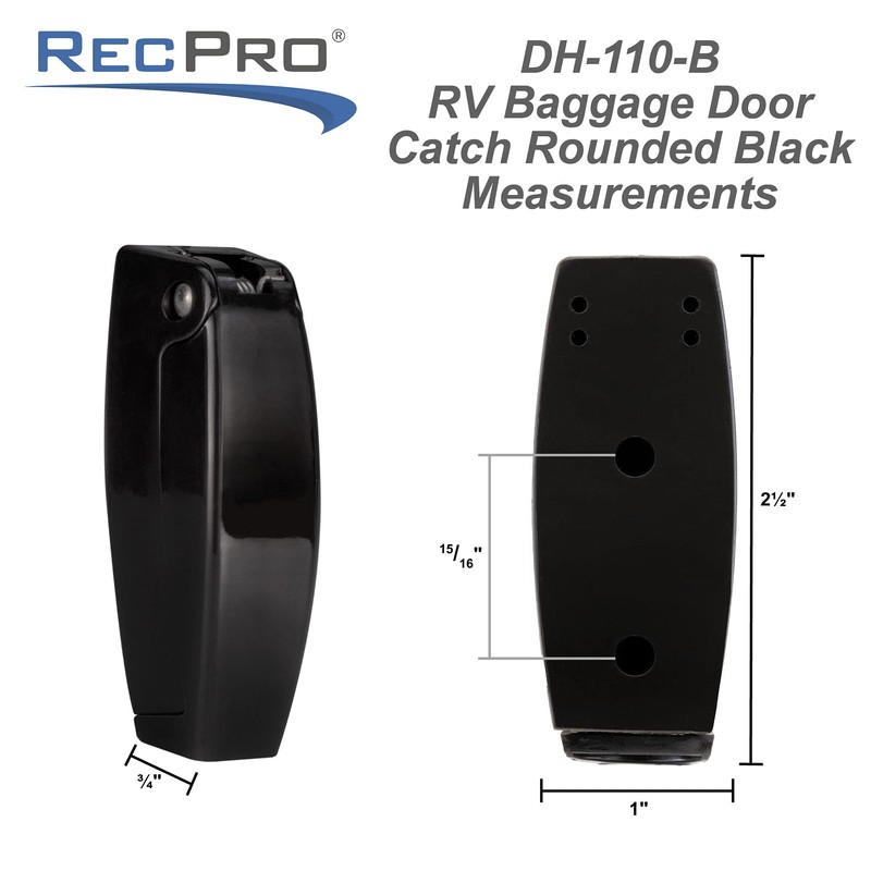 RecPro Black RV Rounded Baggage Door Catch Latch Compartment Hardware