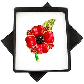 NEW RED FLOWER BROOCH PIN FOR WOMEN IN PRESENTATION BOX from UK SELLER