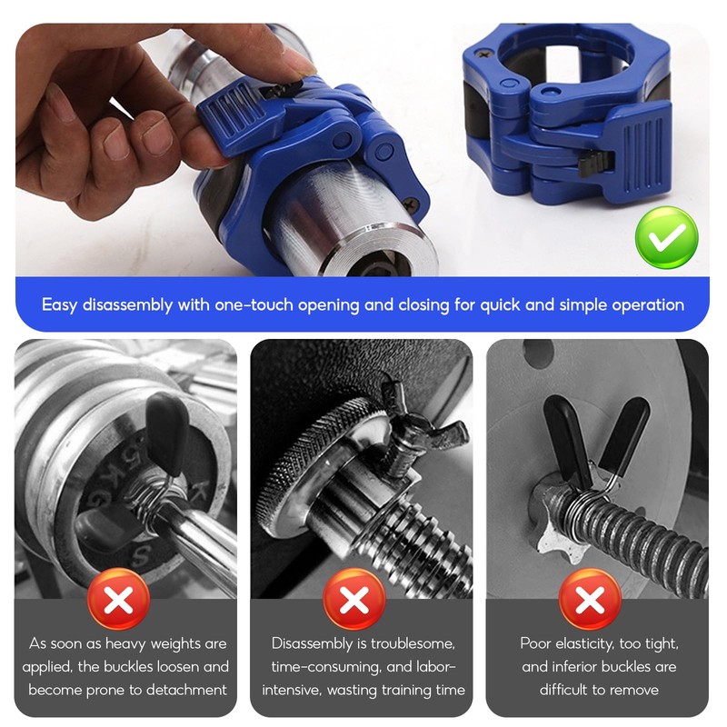 Barbell Clips, 30mm Barbell Clamp, Olympic Barbell Collars Fast Release