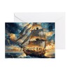 CafePress Vintage Sailing Ship Design Greeting Card (20-pack), Note Card with Blank Inside, Birthday Glossy