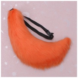 Fxaelian Womens Mens Fox Big Tail Anime Comic Cat Tail Dog Wolf Tail Set Long Faux Fur Holloween Animal Cosplay Tail Party Costume Accessory Orange
