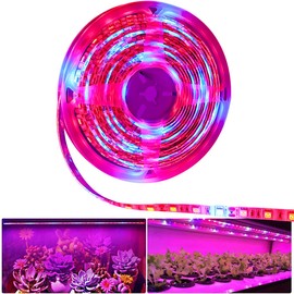 Tesfish LED Plant Grow Strip Light IP65 Waterproof Full Spectrum SMD 5050 Red Blue 5:1 Rope Light DC 12V for Aquarium Greenhouse Hydroponic Plant