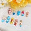 Summer Flower Press on Nails Medium French Tip Fake Nails