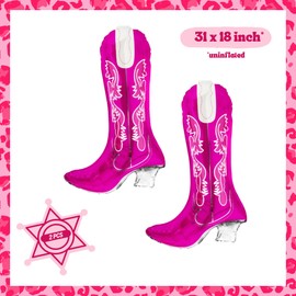 2pcs Cowgirl Cowboy Country Western Boot Foil Balloons Yeehaw
