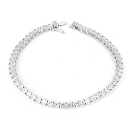 HOILY'S Women's Single Row Tennis Bracelet Jewellery with Zirconia in 925 Sterling Silver, Standard, Sterling Silver, Cubic Zirconia