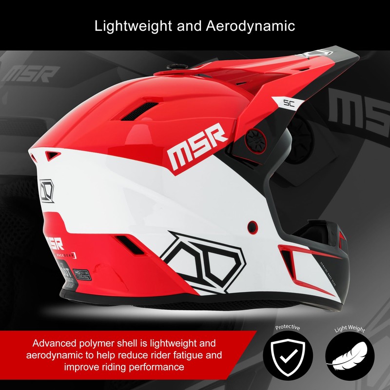 MSR SC Range Dirt Bike Motocross Helmet Medium Red/Black/White