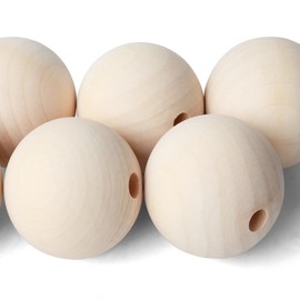 SOSMAR 6 pieces 60 mm super large wooden beads natural wooden balls with hole 10 mm for crafts, DIY crafts, decoration etc.