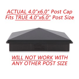 4" x 6" Heavy Duty Aluminium Pyramid Post Cap for True/Actual 4" x 6" Wood Posts - Black (Works ONLY with Actual 4" x 6" Posts. Will NOT Work with Actual 3.5" x 5.5" Posts)