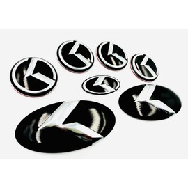 Full 7pc Metal Skin K Emblem Badge Overlay for SPORTAGE 2016-2020 Gloss Black/Chrome K (Loden) Cover & Protect KIA Badges in Seconds! Easy Install!
