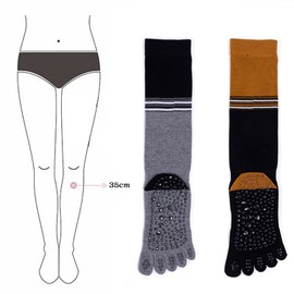 [Ech.Apr] Yoga Socks, 5 Toe High Socks, 3 Pairs Set, Assorted, Women's, Non Slip, Non-Slip, Long Running, Women's, Breathable, Sports, Polaty, Ballet, Dance, Set of 3 colors