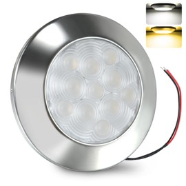 Goldlife B3 LED Marine Courtesy Light Boat Interior Light (1PC Cool White+Warm White), 2.8" 11LED DC10-30V IP67 316 Stainless Boat Cabin Ceilling Lights, Surface Mount RV Transom Deck Yacht Light