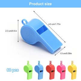 APOMOONS whistle 60 piece set, whistles for school sports in 5 colors, referee whistle with carrying strap, whistles sports for games, Birthday,can also be used in emergencies for children and adults