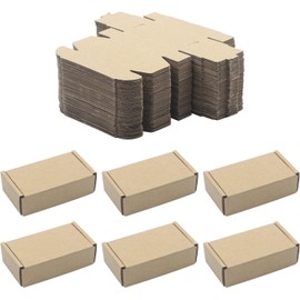 Pxyelec Pack of 50 Kraft Paper Boxes, Foldable Rectangular Paper Box, Packaging Box for Shipping, Storage of Small Items, Brown, 91 x 51 x 25 mm