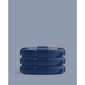 STOJO Collapsible Sandwich Box 3 Set - Denim, 24oz - Reusable Food Storage Container - To-Go Travel Silicone Bowl for Hot and Cold Food - Lunch, Camping and Hiking - Dishwasher Safe