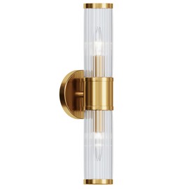 Linour Bathroom Light Fixtures - Gold Wall Sconce Wall Lighting Modern Vanity Light Fixture with Glass Shade for Bath Mirror Bedroom Living Room Hallway (E12, Without Bulbs)