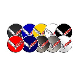 2014-15 Corvette C7 Stingray Chrome Black Gray Wheel Hub Center Cap Decal Set - Silver