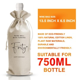 DOI-LANEE 40th Birthday Wine Bag Forty Birthday Pairs Well With Turning Forty Wine Bag Party Supplies Decorations 40 Year Old Gifts for Her Him Party Favor Gift