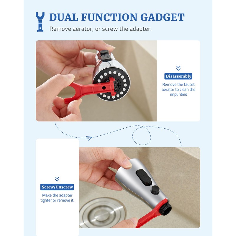 Kitchen Faucet Head Replacement with 15 Adapters - 3 Functions