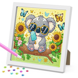 DOMROM Diamond Painting Kits for Kids with Frame, Koala Diamond Art Kits for Kids Ages 6-8-10, DIY Easy Kids Animal Diamond Painting Mosaic Gem Kit Art and Crafts for Girls Boys Adult Gift Home Decor