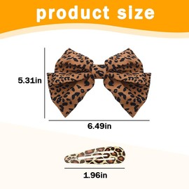 Bow Hair Clips Set for Women Handmade Leopard Hair Clips with Bowknot Hair Clip for Women Leopard Print Non Slip Hair Barrette Womens Coquette Hair Bows for Women Leopard Print Bow Clip 3PCS