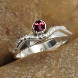SILVERTROVE Im Labor gezüchteter rosa Turmalin-Edelstein-Bandring, Sterlingsilber, ring für Männer und Frauen, Bandring, Schmuck CRG1076AR3_(49 (15.6))