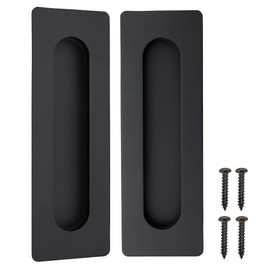 Cozy Tower 7 Inch Recessed Finger Pulls for Pocket Door Sliding Door, Closet Door Pulls Handles Matte Black Stainless Steel Hardware Barn Door Pulls (2 Pack)