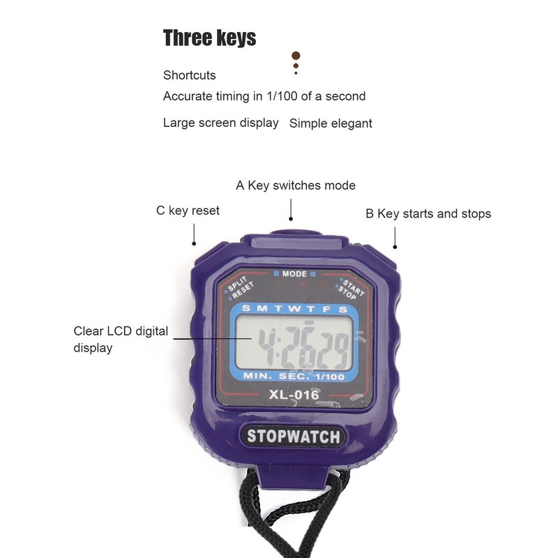 Electronic Stopwatch Single Row 2 Display Sports Stopwatch Timer Athletic