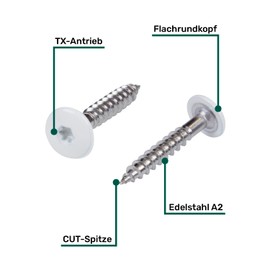 Twistec Facade Fixing Screws Stainless Steel A2, 4.8 x 32 mm, Pack of 100, grey, 284387016