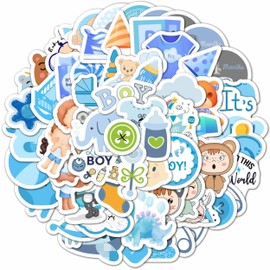 Pack of 100 Boys Stickers for Baby Shower, Newborn Stickers, Window Stickers, Scrapbooking Stickers for Boys, Gifts for Boys, Elephant Stickers - Boy Stickers