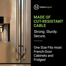 Urban August Fridge Lock with Keys - Multi-Functional Cable Keyed Lock for French-Door Refrigerators and Cabinets (Regular, Black - 3 Pack KEYED Alike)
