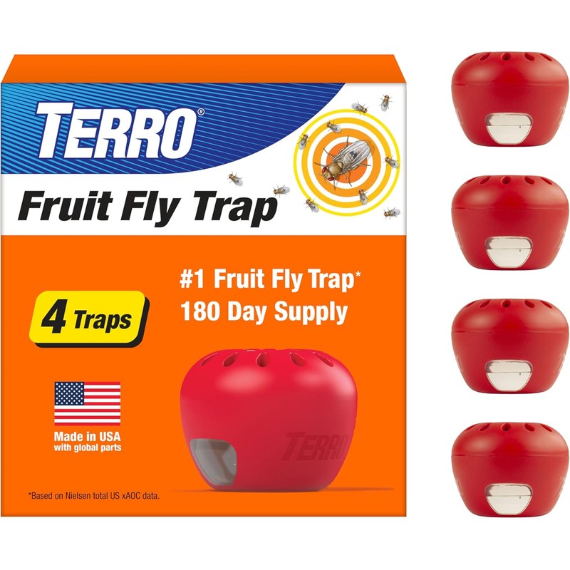 Terro Fruit Fly Traps for Indoors (4 Pack) + 180