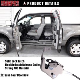 Unikpas Door Upper Latch with Cable compatible for Ford F150 1997-2003 F250 1997-1999 Extended cab rear right door replacement latch 6L3Z18264A26A