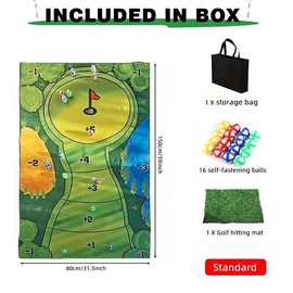 1 Set Golf Training Equipment, Including Golf Hitting Mat, Self-fastening Ball & Storage Bag, Indoor & Outdoor Golf Training Aids, Gaming Room Accessories, Toys for Mummy Fun Time - style: Standard (59*31in)