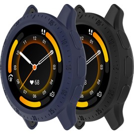 Chofit Intended for Garmin Venu 3 Case Flexible TPU Rugged Shock Proof Bumper Frame Protective Shell for Garmin Venu 3 Cover Smartwatch Accessories (Black&NavyBlue)