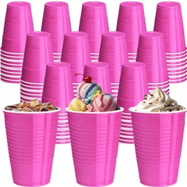 cssopenss 120 pcs 16 oz Pink plastic cups Pink plastic Disposable Cups 16 oz pink Party Cups for drinking Tastings served Snacks Barbecues Picnics