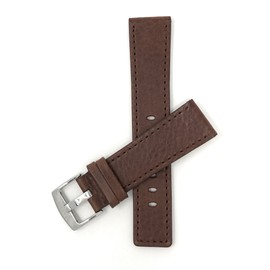 Bandini 28mm Mens Genuine Leather Watch Band Strap - Brown with White Stitch - Alligator Pattern - Square Edged