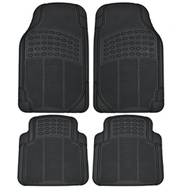 BDK Heavy Duty 4pc Front & Rear Rubber Floor Mats for Car SUV Van & Truck - All Weather Protection Universal Fit
