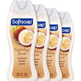 Softsoap Body Wash, Coconut Butter Scrub , Exfoliating Body Wash, 20 Ounce, 4 Pack