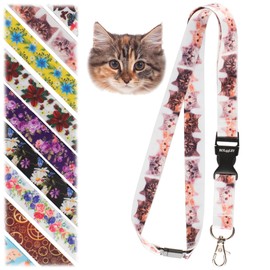 ROLSELEY Lanyard neck strap with cat pattern for id badge holder with metal clip (Kittens V2)